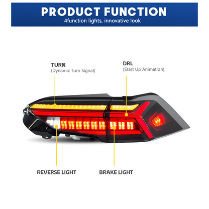 HCMOTION DOT-Approved LED Tail Lights for 2019-2024 Toyota RAV4 XA50 | Sequential Signal & Startup Animation Pair