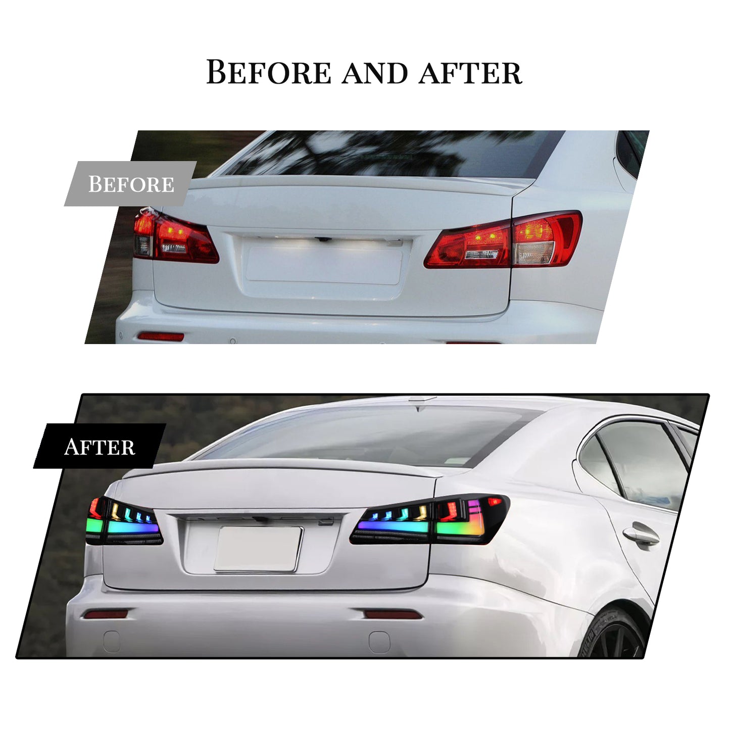 HCMOTION LED RGB Tail Lights for 2006-2012 Lexus IS250 IS350 ISF | Startup Animation & Sequential Signal Smoked