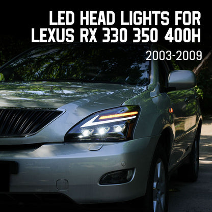 HCMOTION LED Headlights for 2003-2009 Lexus RX330 RX350 RX400h | Projector Lens & Startup Animation