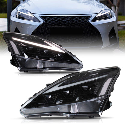 HCMOTION LED Headlights for Lexus IS250 IS350 C ISF 2006-2013 | Sequential Turn Signal & Startup Blue Light Animation