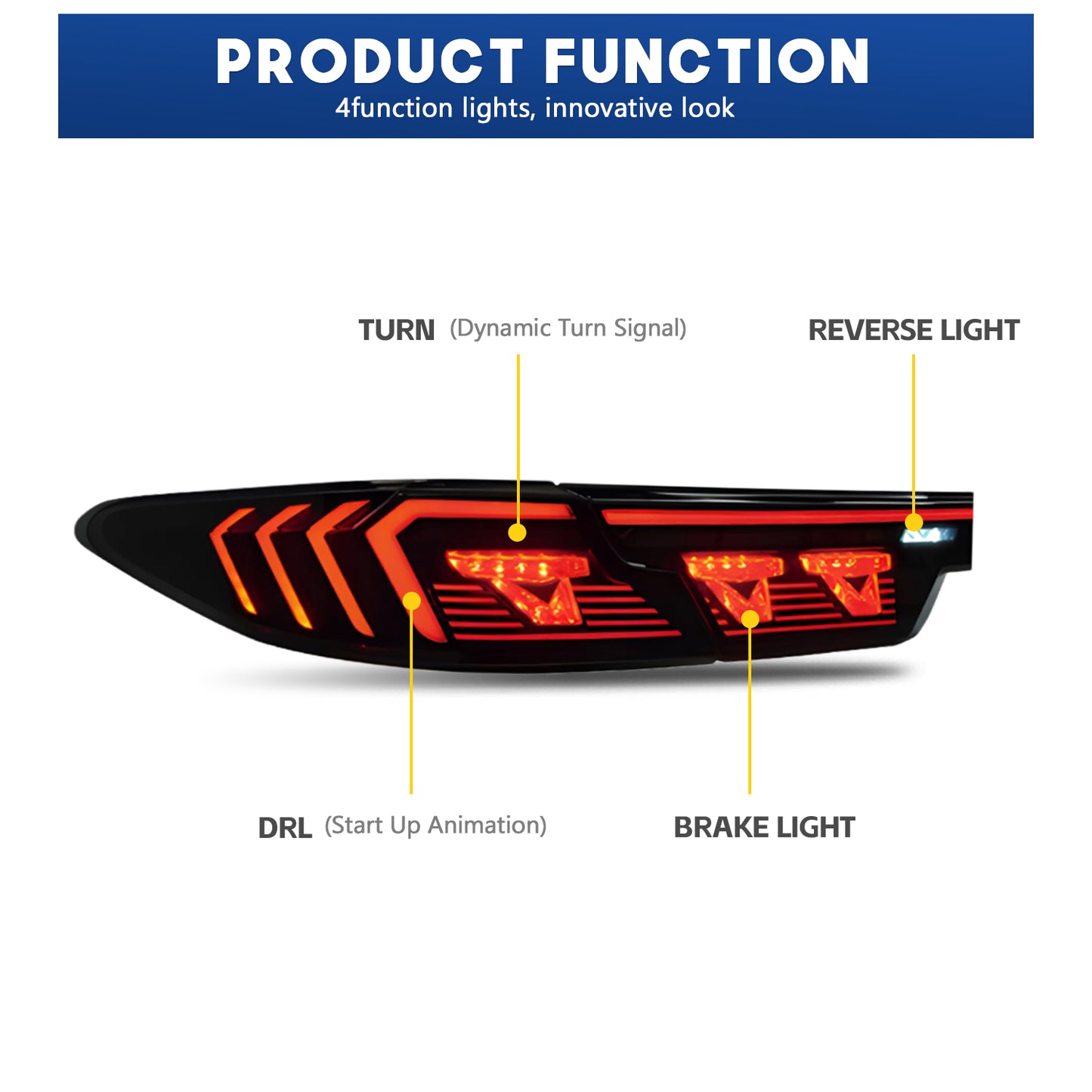 HCMOTION LED Color Changing Taillights for Toyota Camry 2025 | Sequential Turn Signal & Startup Animation Smoked