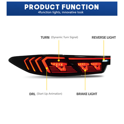 HCMOTION LED Color Changing Taillights for Toyota Camry 2025 | Sequential Turn Signal & Startup Animation Smoked