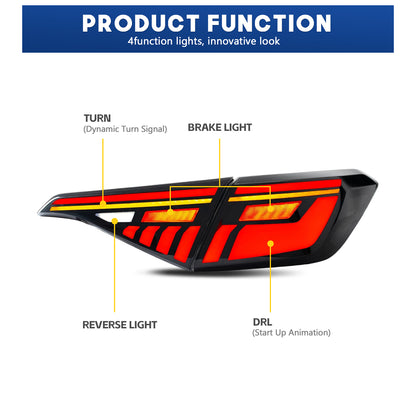 HCMOTION Full LED Tail Lights for 2022-2026 Honda Civic Sedan 11th Gen | Startup Animation & Sequential Signal Smoked Lens Pair