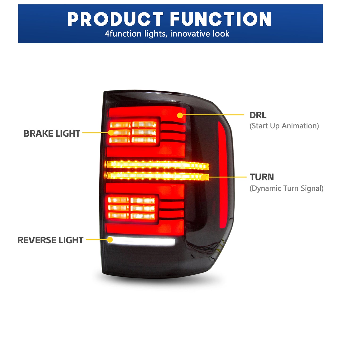 HCMOTION LED Taillights for 2022-2025 Ford Maverick | Sequential Signal & Startup Animation Smoked