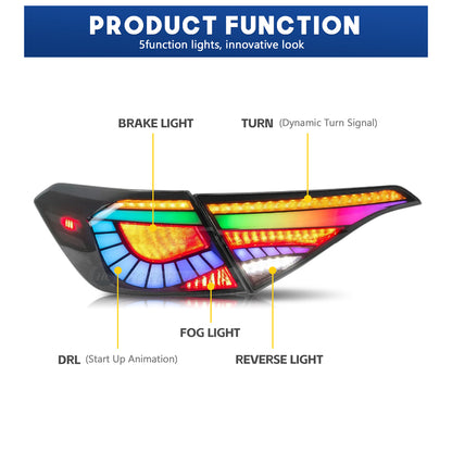 HCMOTION LED RGB Taillights for 2022-2026 Honda Civic 11th Gen Sedan | Startup Animation & Sequential Signal Clear