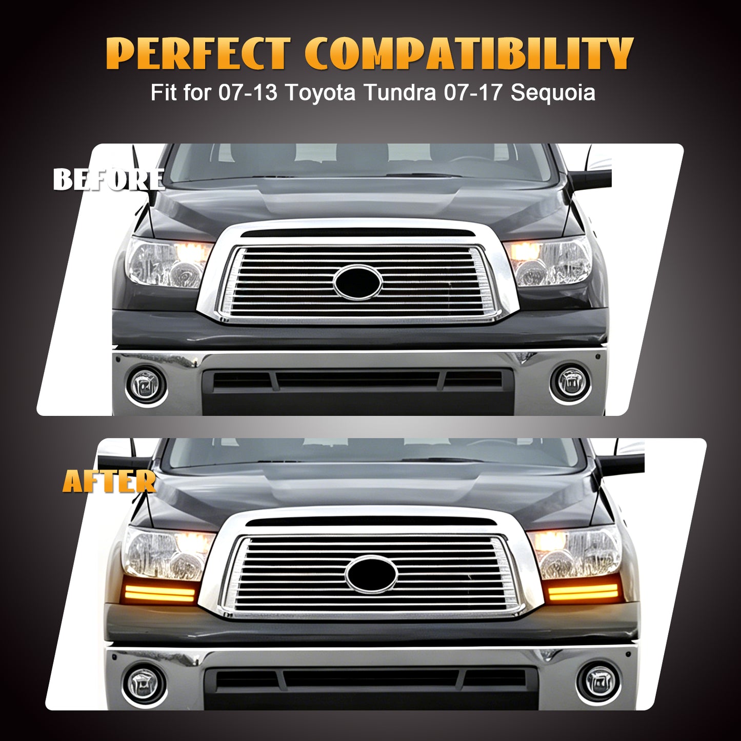 HCMOTION LED DRL Assembly for 2007-2013 Toyota Tundra & 2007-2017 Sequoia | Startup Animation & Sequential Turn Signal
