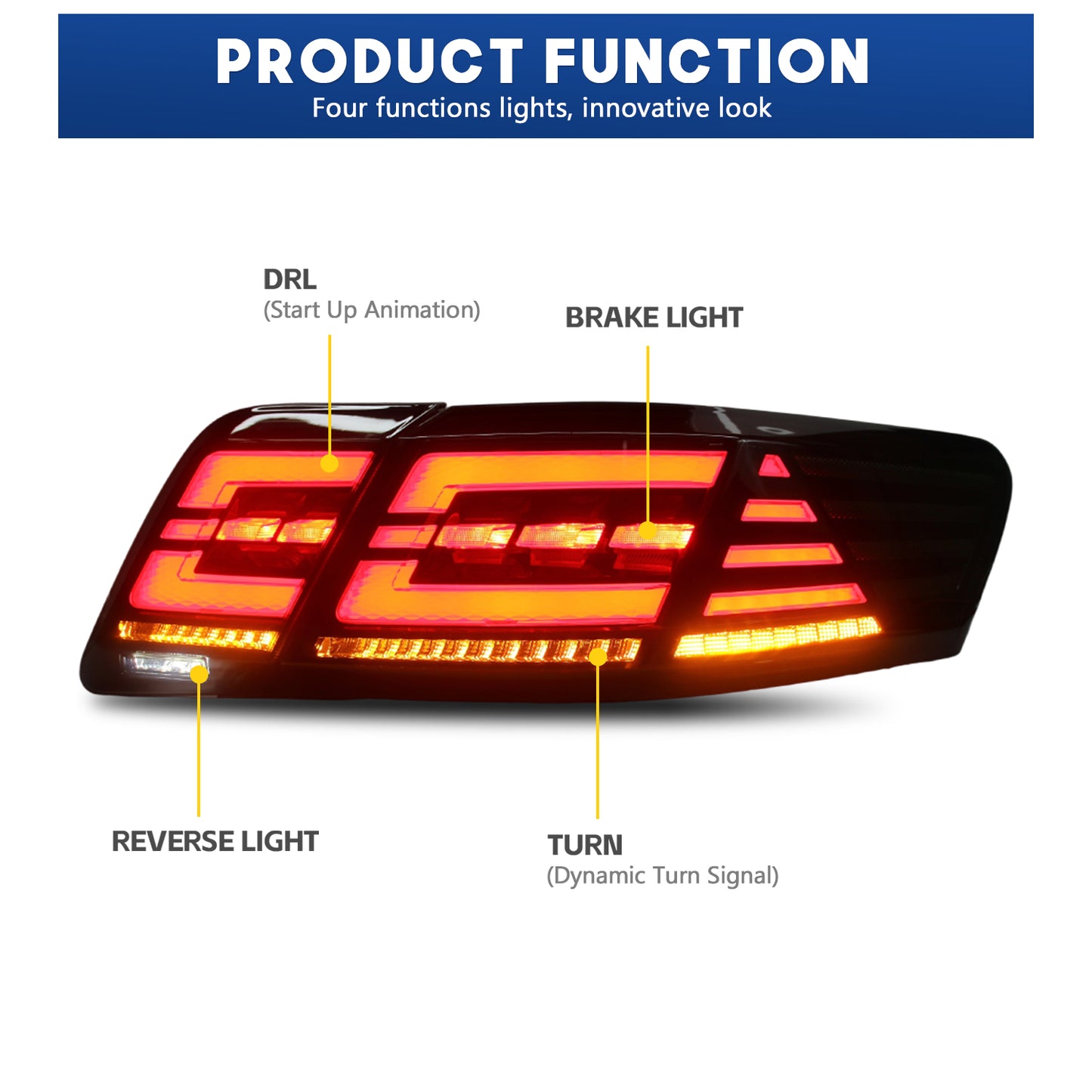 HCMOTION LED Taillights for 2007-2011 Toyota Camry XV40 Aurion | Sequential Turn Signal & Start-up Animation Smoked Type C