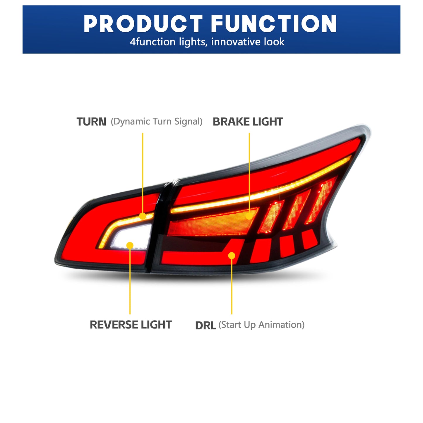 HCMOTION LED Taillights for 2012-2019 Nissan Sentra B17 | Sequential Signal & Startup Animation