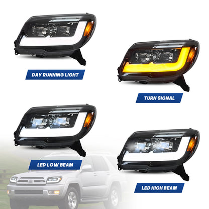 HCMOTION DOT-Approved LED Headlights for 2003-2009 Toyota 4Runner 4th Gen | Sequential Signal & Startup Animation Pair