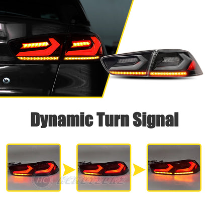 HCMOTION LED RGB Taillights for 2008-2017 Mitsubishi Lancer & EVO X | Startup Animation & Sequential Signal Smoked A