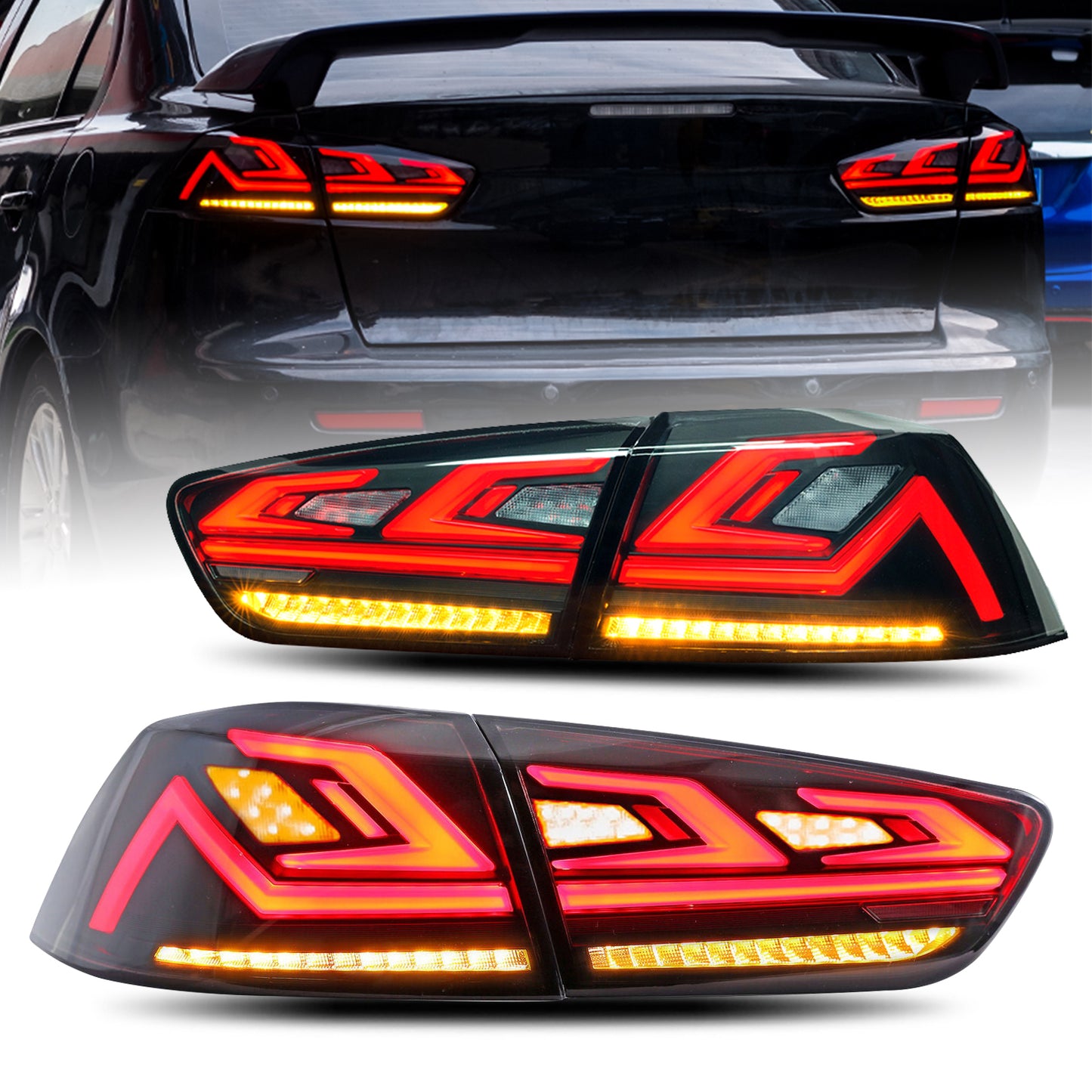 HCMOTION DOT-Approved LED Tail Lights for 2008-2017 Mitsubishi Lancer & EVO X | Startup Animation & Sequential Signal Pair
