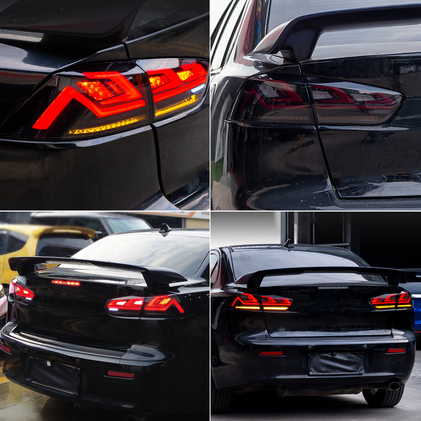 HCMOTION DOT-Approved LED Tail Lights for 2008-2017 Mitsubishi Lancer & EVO X | Startup Animation & Sequential Signal Pair