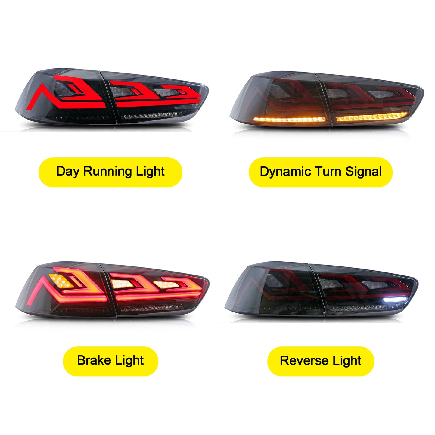 HCMOTION DOT-Approved LED Tail Lights for 2008-2017 Mitsubishi Lancer & EVO X | Startup Animation & Sequential Signal Pair