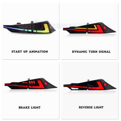 HCMOTION LED RGB Taillights for 2014-2020 Lexus IS 250/350/300h | Sequential Signal & Startup Animation Smoked