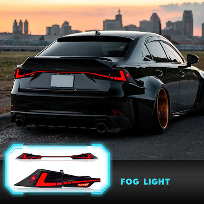 HCMOTION DOT-Approved LED Tail Lights for 2014-2020 Lexus IS250 IS350 IS300h | Startup Animation & Sequential Signal Pair Smoked