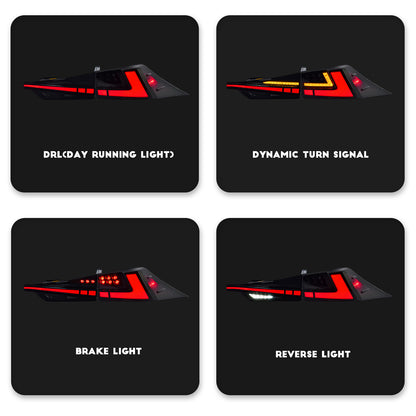 HCMOTION DOT-Approved LED Tail Lights for 2014-2020 Lexus IS250 IS350 IS300h | Startup Animation & Sequential Signal Pair Smoked