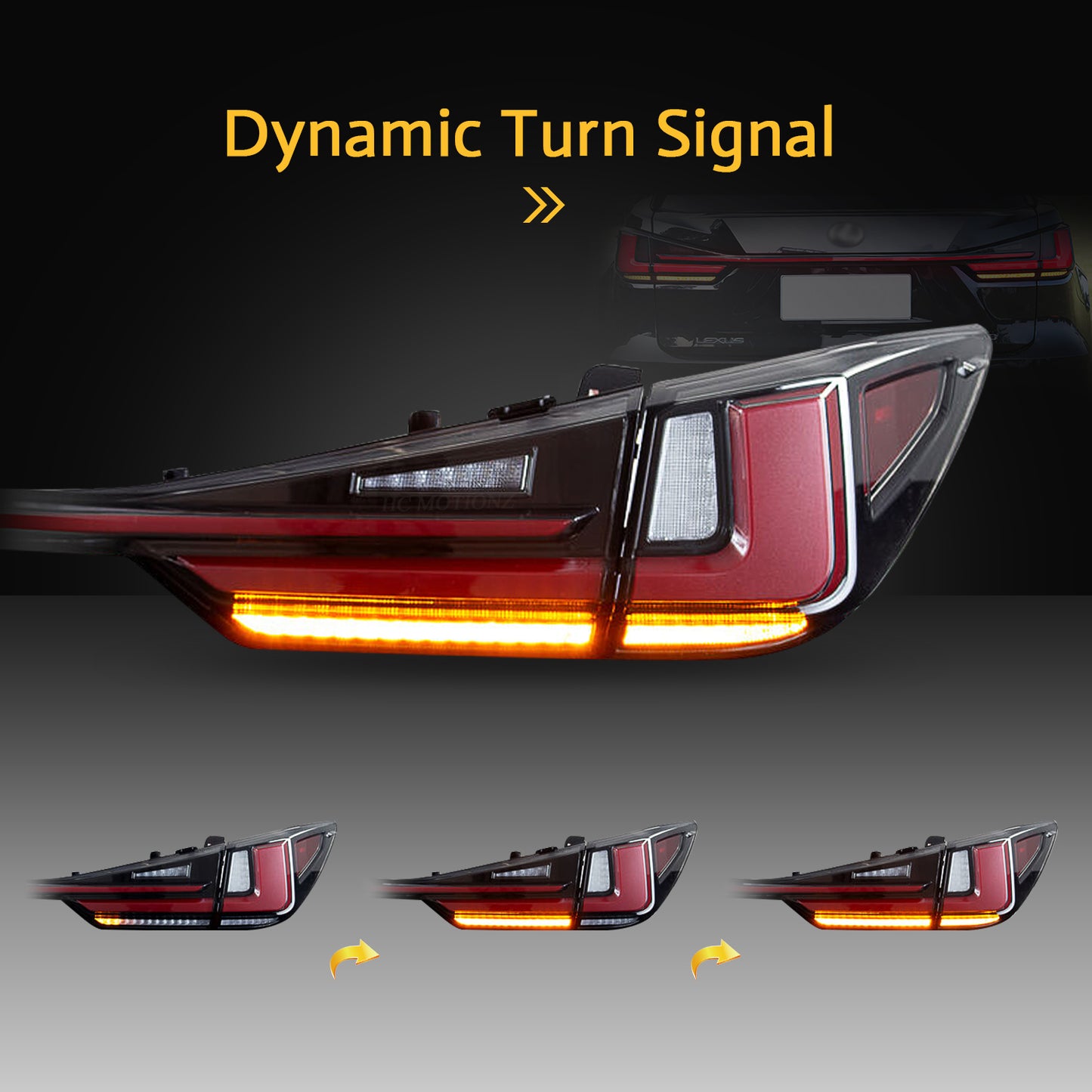 HCMOTION LED Taillights for 2016-2022 Lexus RX 350 L RX 450h F | Sequential Turn Signal & Startup Animation Clear