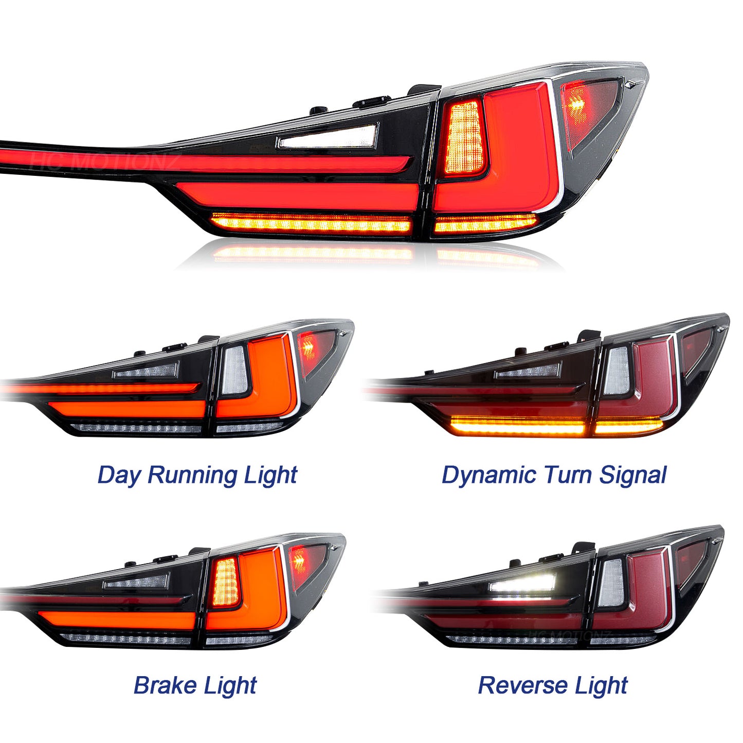 HCMOTION LED Taillights for 2016-2022 Lexus RX 350 L RX 450h F | Sequential Turn Signal & Startup Animation Clear