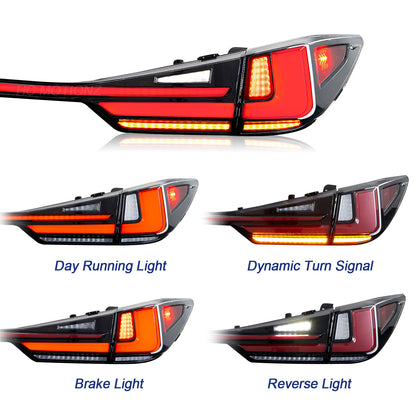 HCMOTION LED Taillights for 2016-2022 Lexus RX 350 L RX 450h F | Sequential Turn Signal & Startup Animation Clear