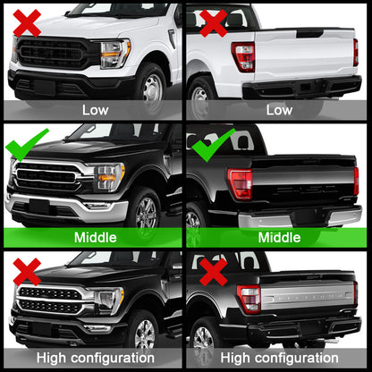 HCMOTION Taillights for 2021-2024 Ford F150 F-150 XLT | Sequential Turn Signal & Startup Animation Smoked