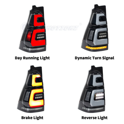 HCMOTION LED Taillights for Toyota 4Runner 4th GEN 2003-2009 | Sequential Turn Signal & Startup Animation Clear