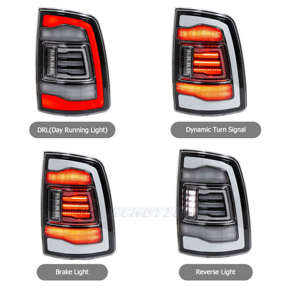 HCMOTION LED Tail Lights for Dodge RAM1500 2009-2018/RAM2500 2013-2018 | Sequential Turn Signal & Startup Animation Clear