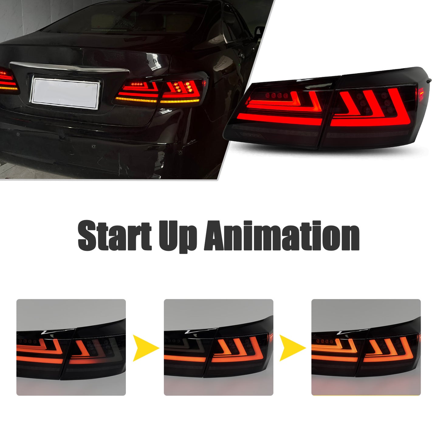 HCMOTION LED Taillights for 2006-2012 Lexus ES350 ES240 | Startup Animation & Sequential Signal Smoked
