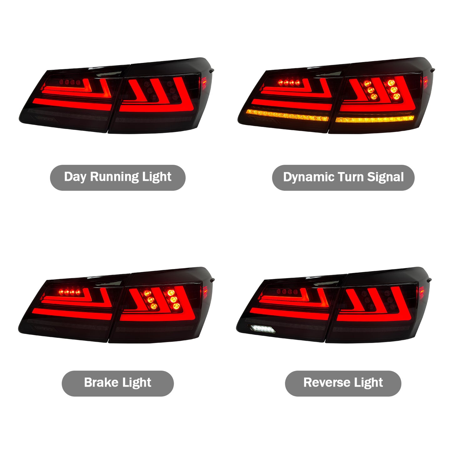 HCMOTION LED Taillights for 2006-2012 Lexus ES350 ES240 | Startup Animation & Sequential Signal Smoked
