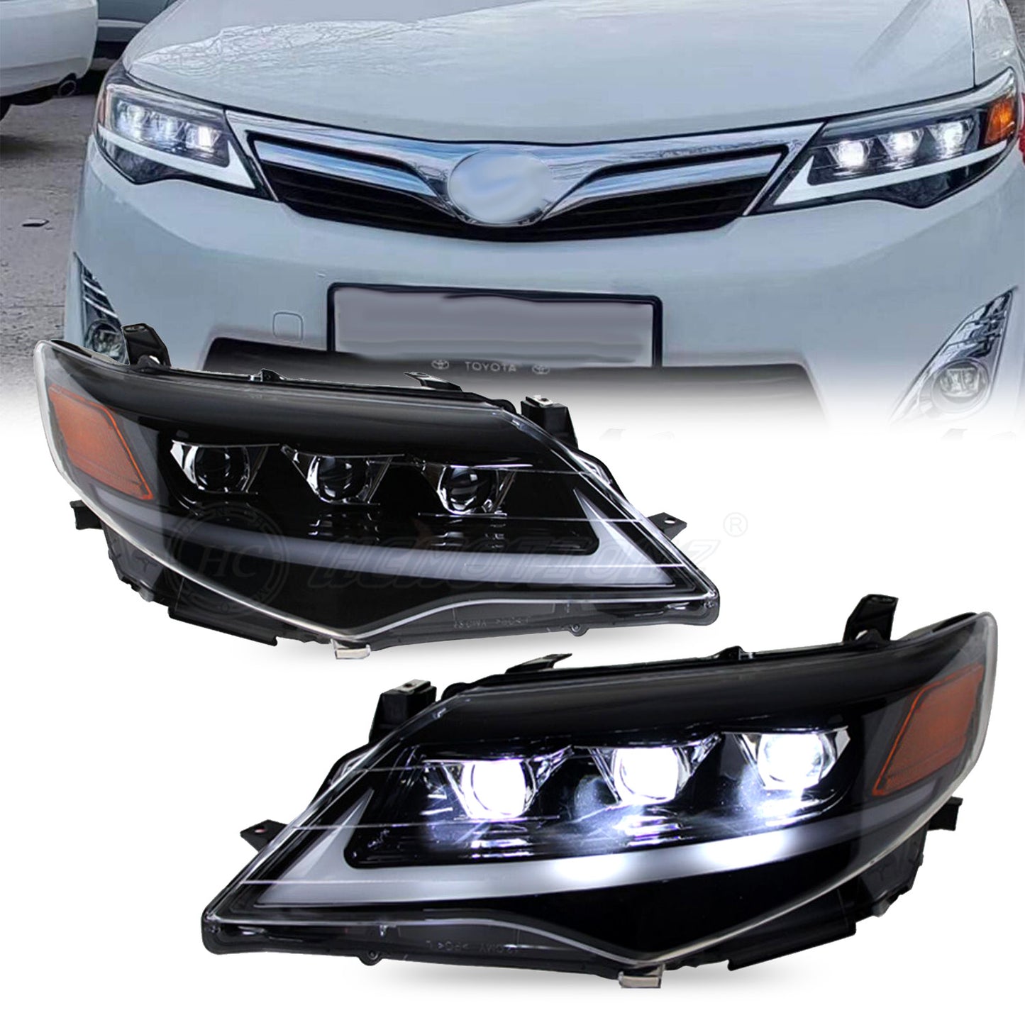 HCMOTION LED Headlight Assembly for 2012-2014 Toyota Camry (XV50) | Sequential Signal & Startup Animation