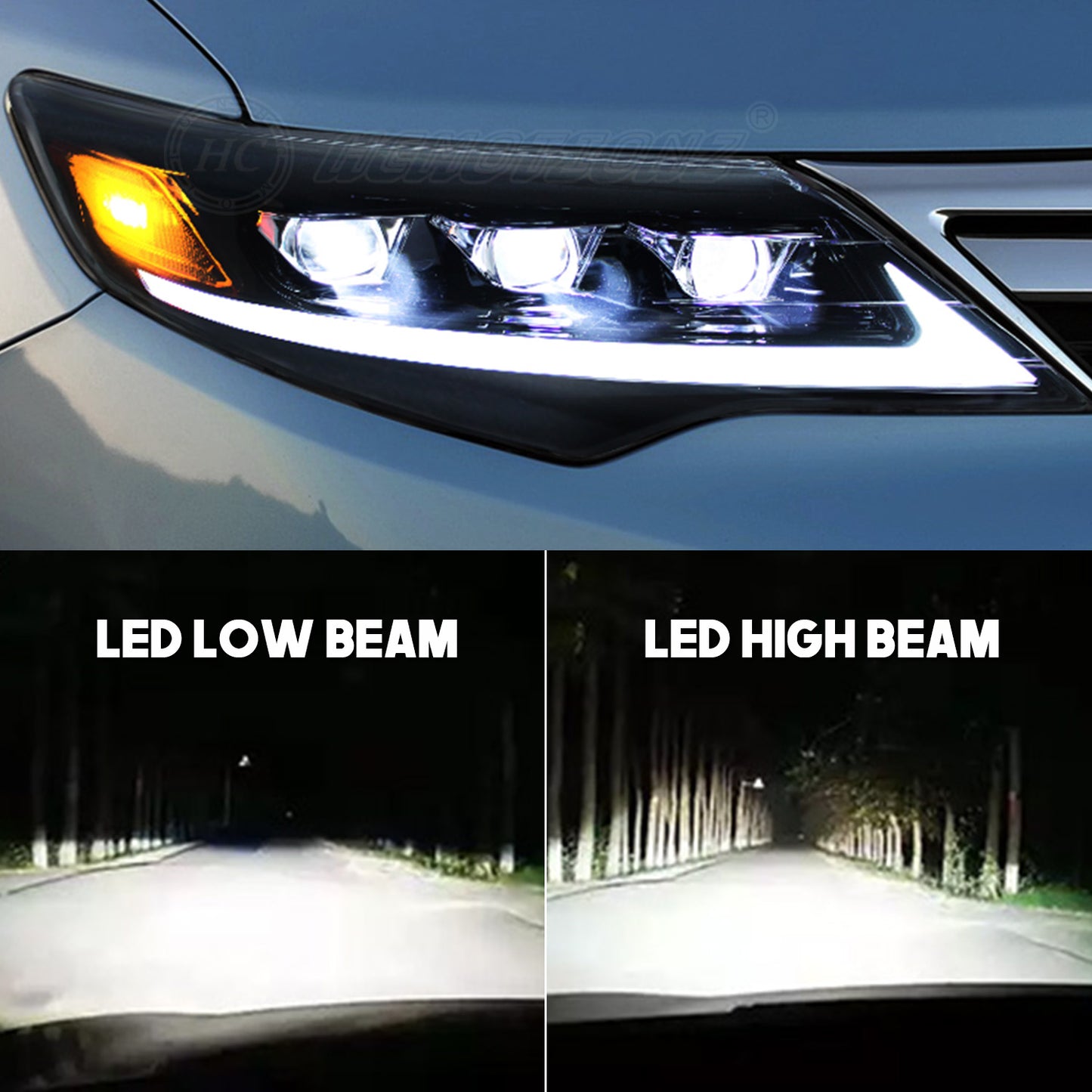 HCMOTION LED Headlight Assembly for 2012-2014 Toyota Camry (XV50) | Sequential Signal & Startup Animation