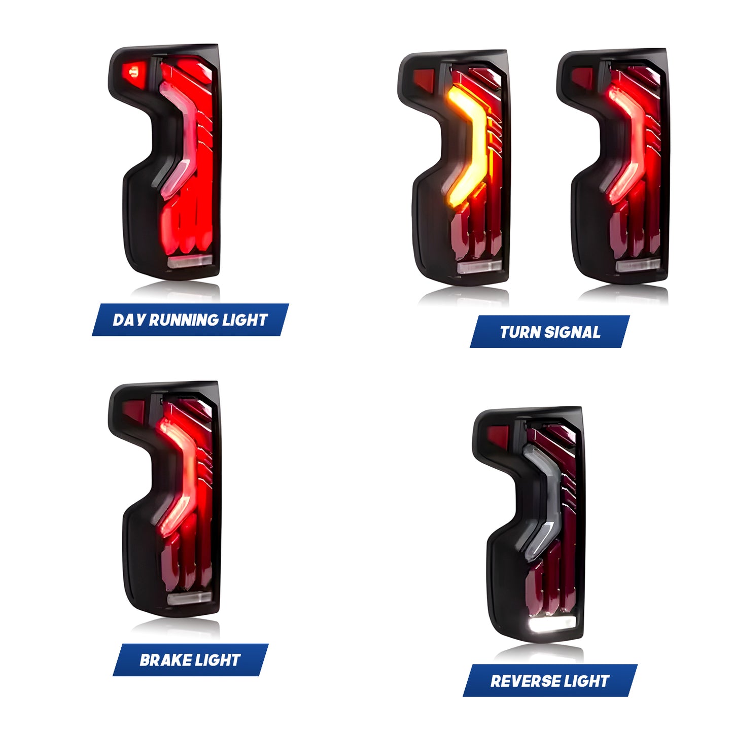 HCMOTION DOT-Approved LED Tail Lights for 2019-2025 Chevrolet Silverado 1500 2500 3500 | WT Low Trim, Sequential Signal & Startup Animation Pair