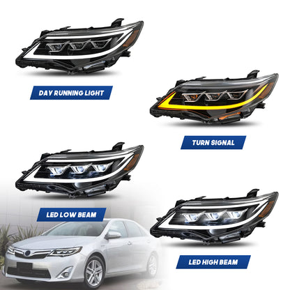 HCMOTION LED Headlight Assembly for 2012-2014 Toyota Camry (XV50) | Sequential Signal & Startup Animation Type B