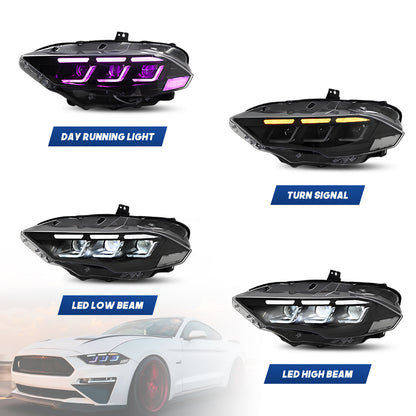 HCMOTION RGB LED Headlights for 2018-2023 Ford Mustang S550 | Sequential Signal & Startup Animation