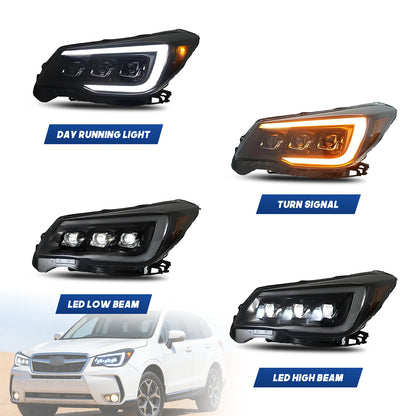 HCMOTION LED Headlight Assembly for 2013-2018 Subaru Forester (SJ) | Sequential Signal & Startup Animation