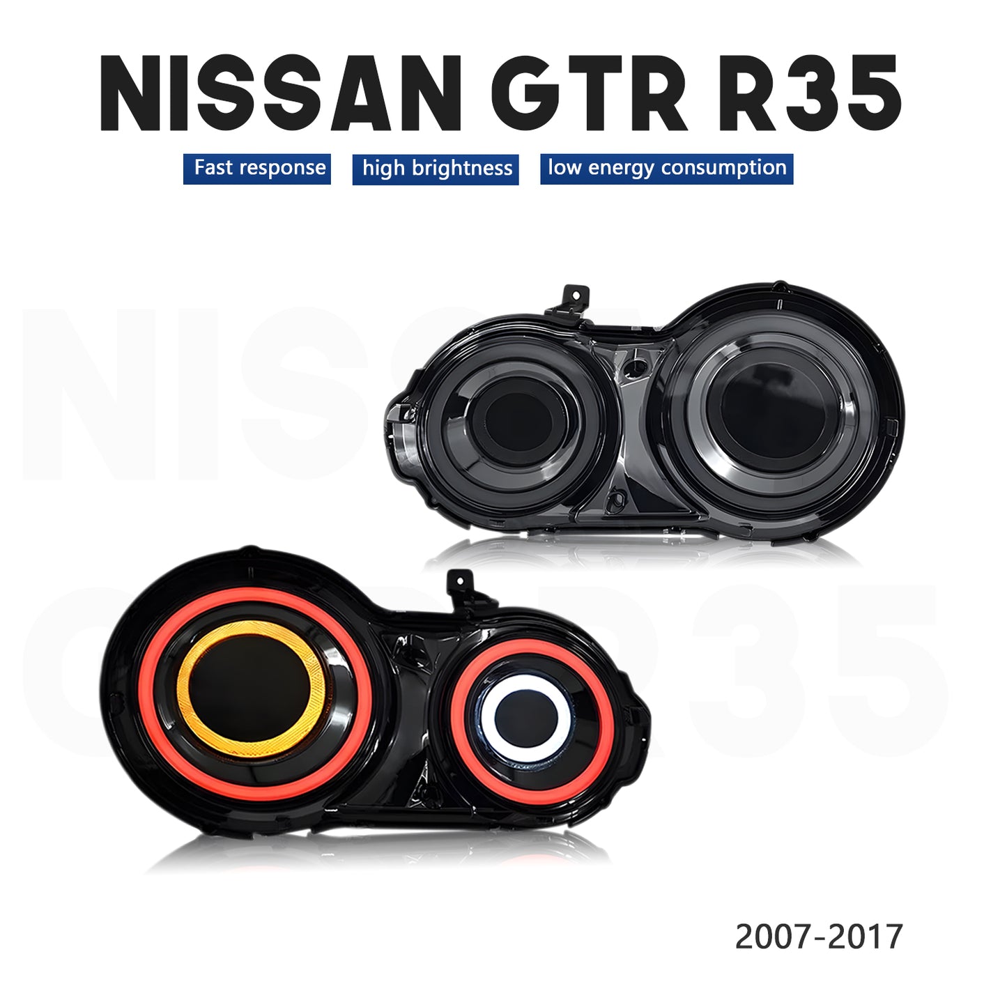 HCMOTION LED Tail Lights for 2007-2017 Nissan GTR GT-R R35 | Startup Animation & Sequential Signal