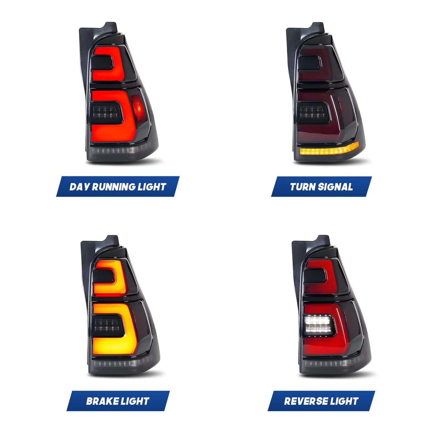 HCMOTION LED Taillights for Toyota 4Runner 4th GEN 2003-2009 | Sequential Turn Signal & Startup Animation Smoked