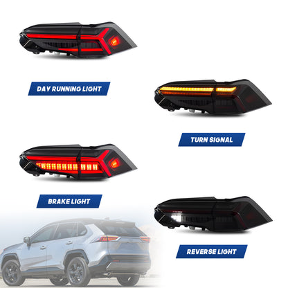 HCMOTION DOT-Approved LED Tail Lights for 2019-2024 Toyota RAV4 XA50 | Sequential Signal & Startup Animation Pair