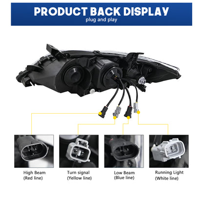 HCMOTION LED Headlight Assembly for 2010-2011 Toyota Camry XV40 | Sequential Signal & Startup Animation