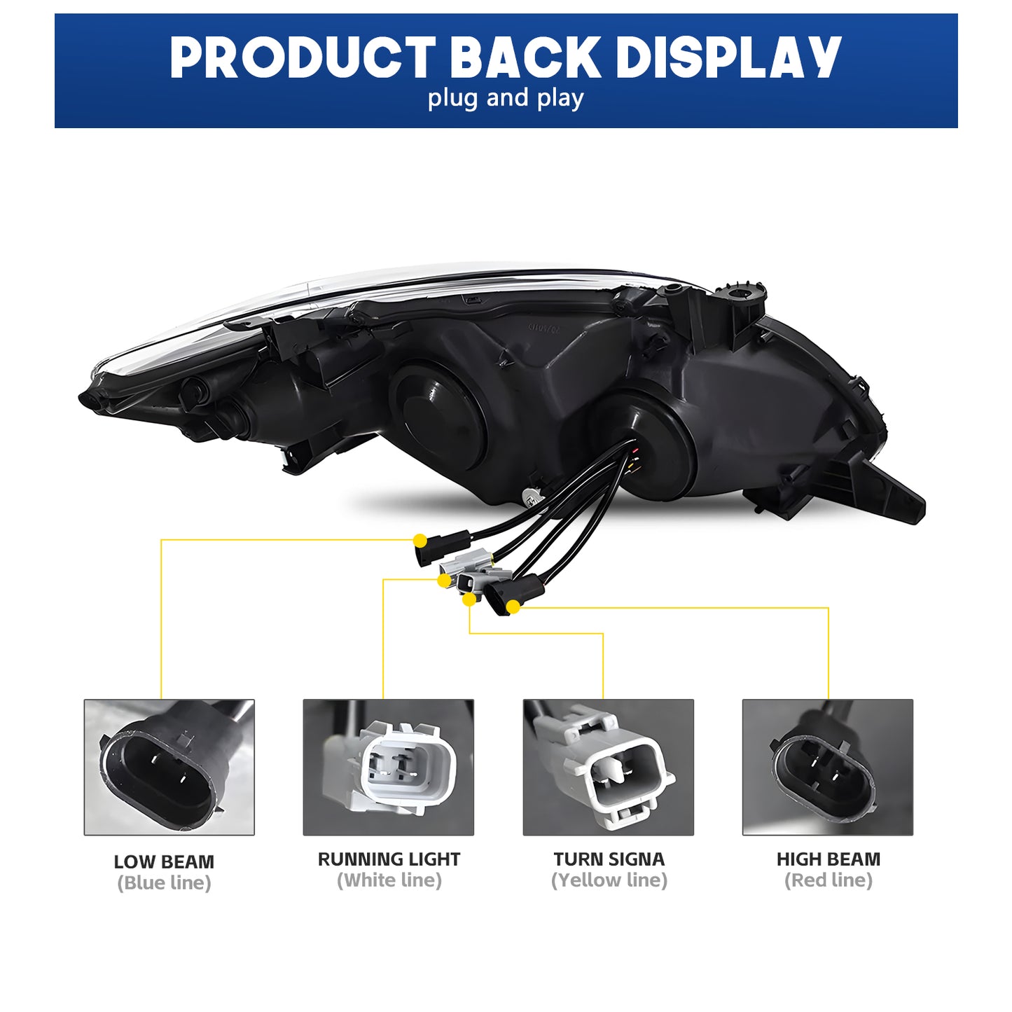 HCMOTION LED Headlight Assembly for 2011-2013 Toyota Corolla | Sequential Signal & Startup Animation