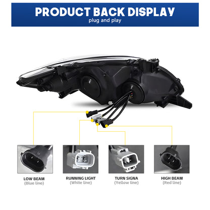 HCMOTION LED Headlight Assembly for 2011-2013 Toyota Corolla | Sequential Signal & Startup Animation