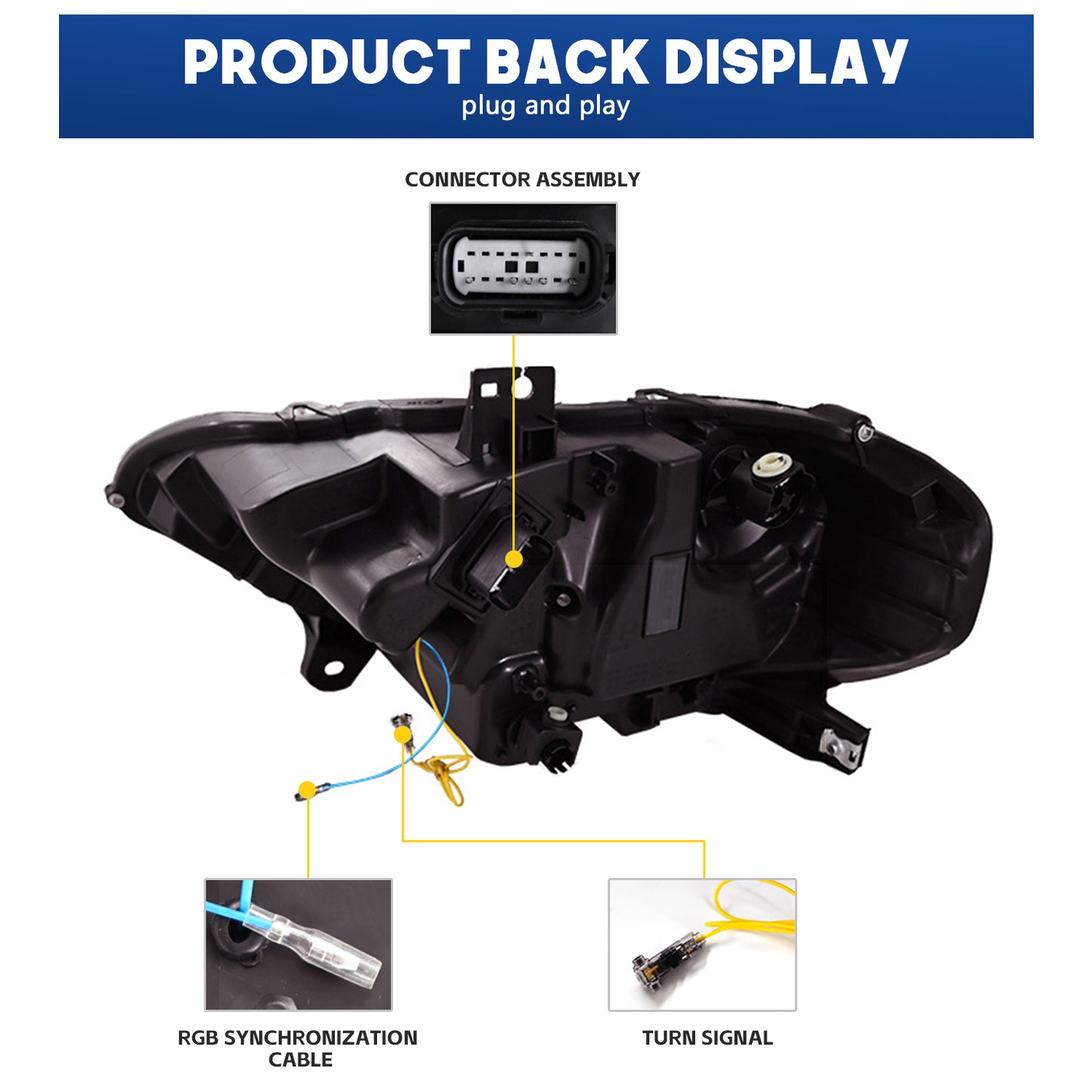 HCMOTION RGB LED Headlights for 2018-2023 Ford Mustang S550 | Sequential Signal & Startup Animation