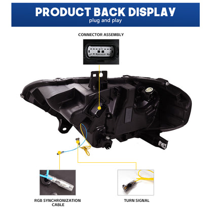 HCMOTION RGB LED Headlights for 2018-2023 Ford Mustang S550 | Sequential Signal & Startup Animation