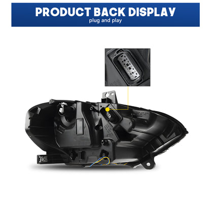 HCMOTION DOT-Approved LED Headlights for 2018-2023 Ford Mustang S550 | Tri-Bar DRL, Sequential Signal & Startup Animation Pair