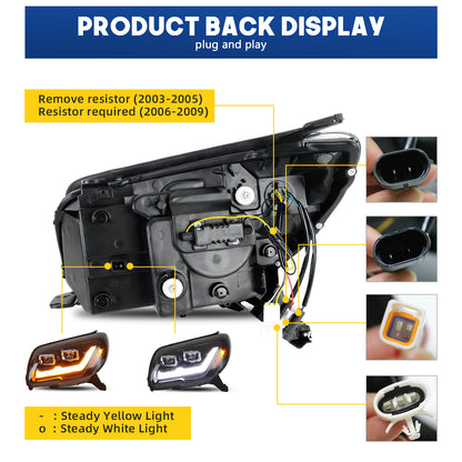 HCMOTION LED Headlights for 2003-2009 Toyota 4Runner 4th GEN with Trim Strips | Sequential Signal & Startup Animation