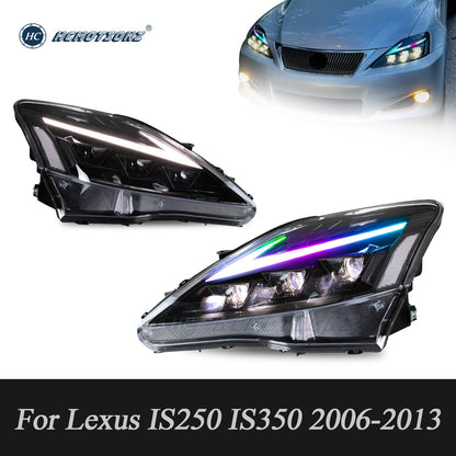HCMOTION LED RGB Headlights for Lexus IS250 IS350 C ISF 2006-2013 | Sequential Turn Signal & Startup Blue Light Animation