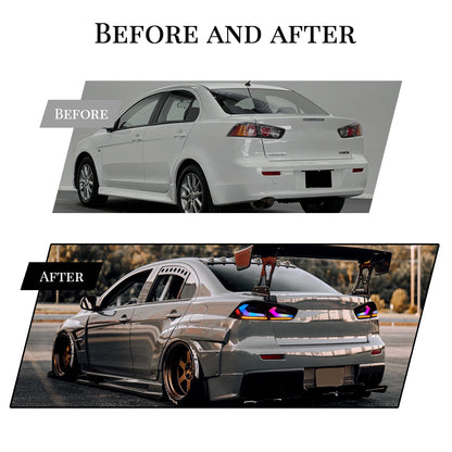 HCMOTION LED RGB Taillights for 2008-2017 Mitsubishi Lancer & EVO X | Startup Animation & Sequential Signal Smoked A