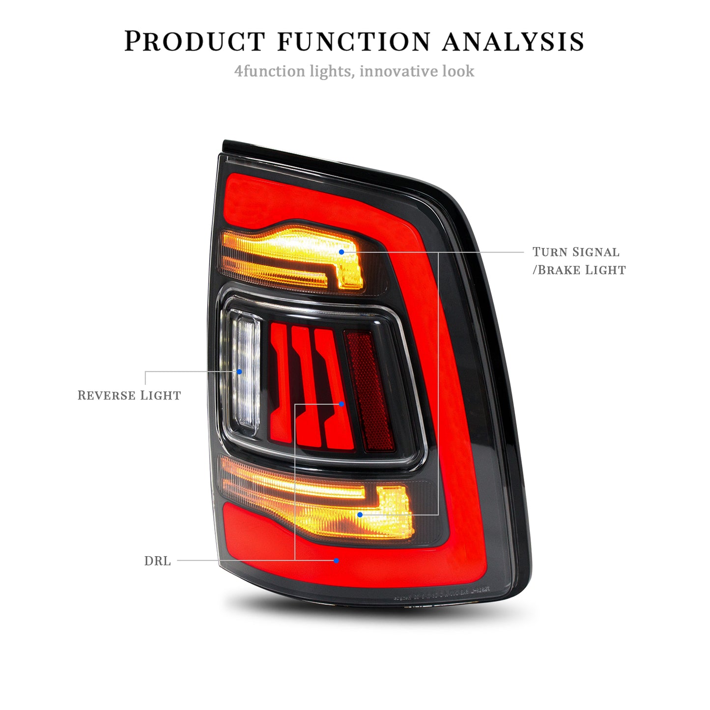 HCMOTION LED Tail Lights for Dodge RAM1500 2009-2018/RAM2500 2013-2018 |  Sequential & Start-up Animation Clear