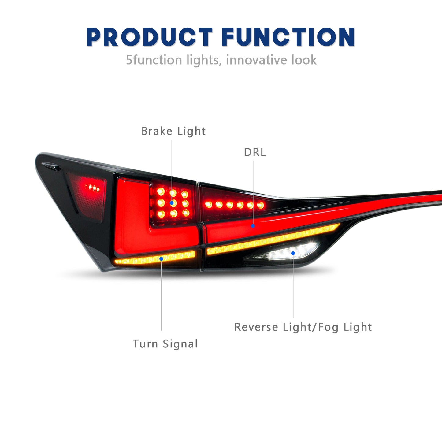 HCMOTION LED Taillights for 2012-2020 Lexus GS 250 300h 350 F 450h | Sequential Turn Signal & Startup Animation Smoked