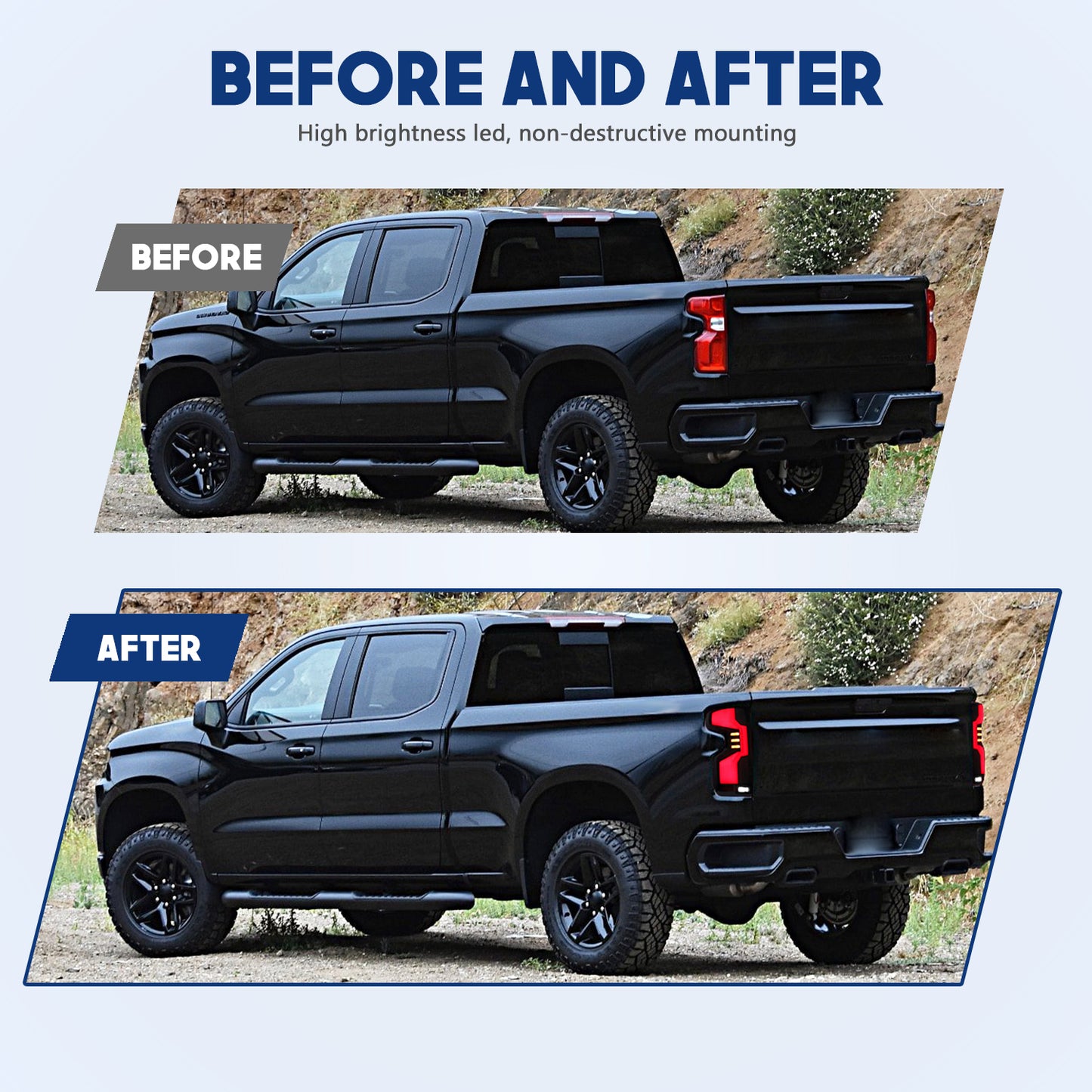 HCMOTION DOT-Approved LED Tail Lights for 2019-2025 Chevrolet Silverado 1500/2500/3500 |  Sequential Signal & Startup Animation Pair