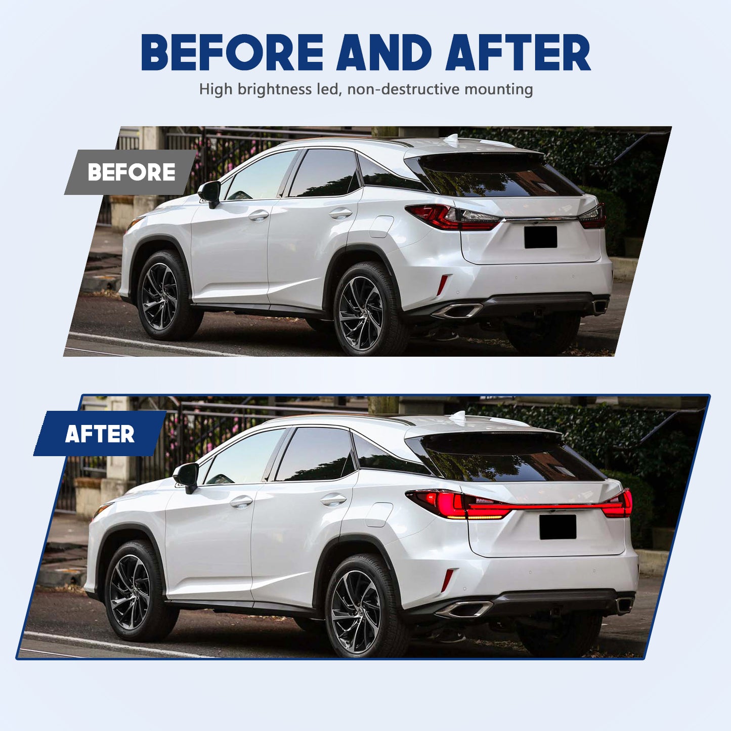 HCMOTION LED Taillights for 2016-2022 Lexus RX 350 L RX 450h F | Sequential Turn Signal & Startup Animation Red
